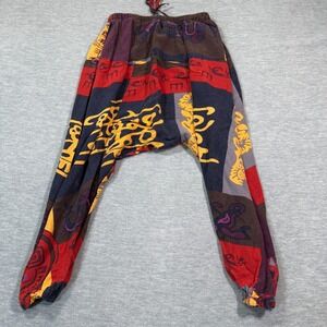 Harem Pants Women Small Multicolor Patchwork Drop Crotch Boho